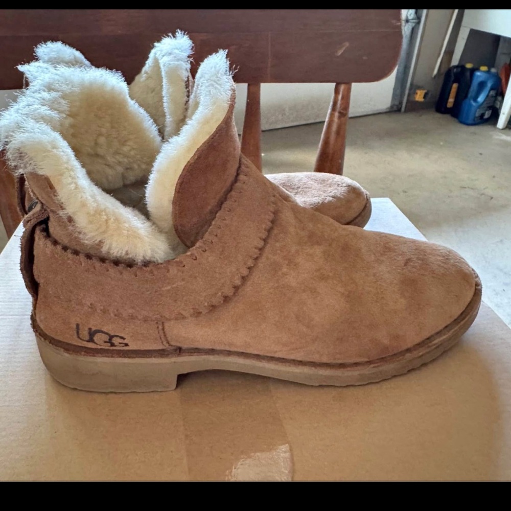 UGG Chestnut Suede Ankle Boots with Shearling